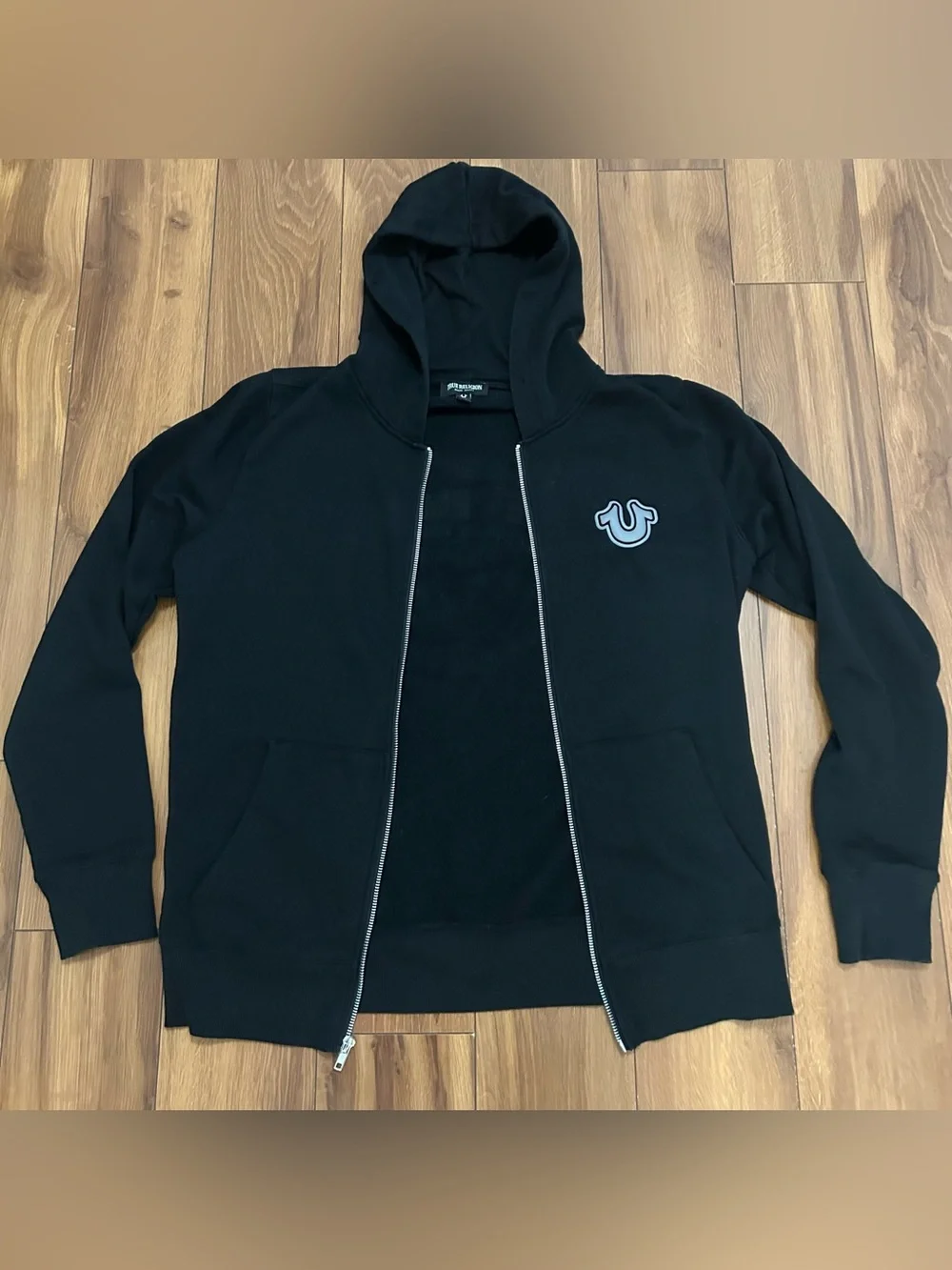True Religion Men’s Black Hoodie Size Large Full Zip Excellent Condition